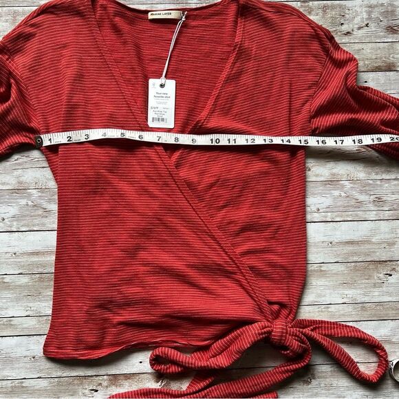 Marine Layer Ava Wrap Top Bell Sleeves Red Stripe Size Small NWT - Picture 4 of 9